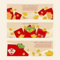 banner de paquete rojo chino, concepto de año nuevo chino vector