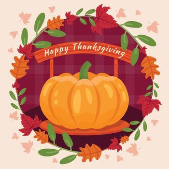 feliz día de acción de gracias con plantilla de fondo de calabaza vector