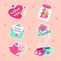 Cute Cat Valentine Set vector
