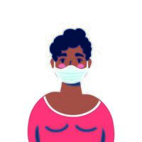 afro woman using face mask for covid19 vector