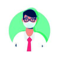 elegant businessman using face mask for covid19 vector