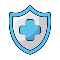 medical cross in shield isolated icon vector