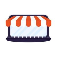 laptop computer with parasol store vector