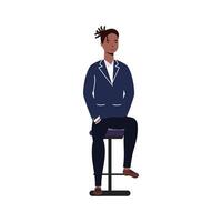 black avatar man cartoon on chair vector design