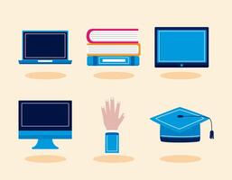 Virtual graduation icons vector