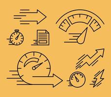 eight speed line style icons vector