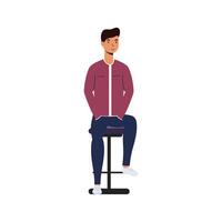 avatar man cartoon on chair vector design