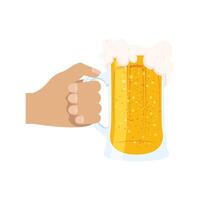 Isolated hand holding glass of beer vector design