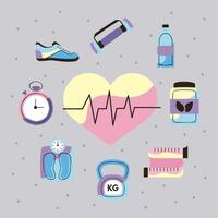 nine healthy lifestyle icons vector