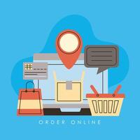 order online in laptop vector