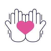 heart on hands vector