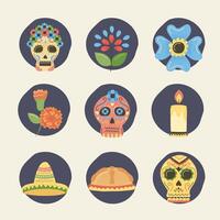 iconos dia de muertos mexicano vector