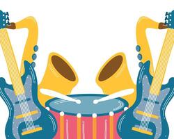 drum and musical instruments icons vector