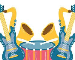 iconos de tambor e instrumentos musicales vector