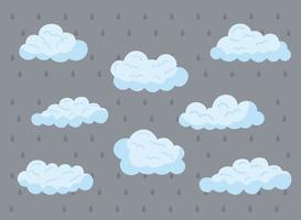 clouds sky eight icons vector