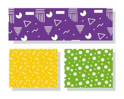 three textures memphis styles vector