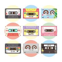 retro cassettes icon set vector design