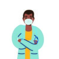 personaje de avatar de doctor profesional afro vector