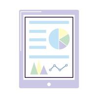 pie chart with data in tablet vector