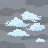 clouds sky five icons vector