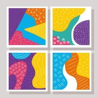 four textures memphis styles vector