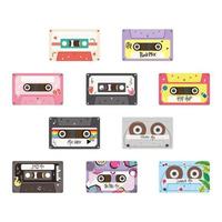 retro cassettes icon group vector design