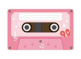 Diseño de vector de cassette retro rosa y noventa