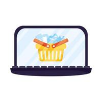 laptop computer with shopping basket vector