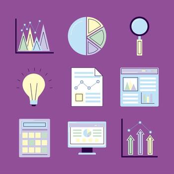 analytics icon set vector
