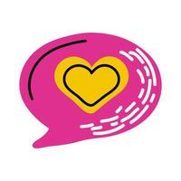 Communication bubble with heart vector