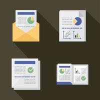 documents set with infographics vector