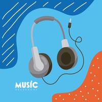 headphone device in poster vector