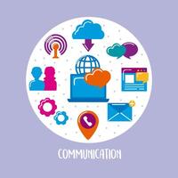 iconos de tecnología de comunicación en círculo vector