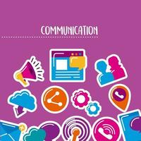twelve communication tech icons vector