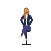 avatar woman cartoon on chair vector design