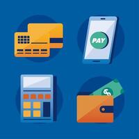 Payment solutions icon set vector