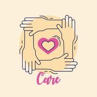 care heart in hands frame vector