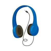 blue headphone with wire vector