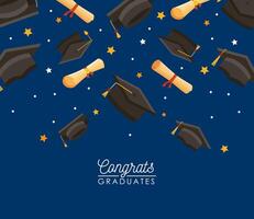 congrats graduates hats pattern vector