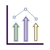 gráfico de líneas con flechas de aumento vector