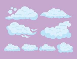 ocho nubes cielo iconos vector