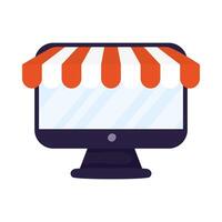 desktop computer monitor with parasol tent vector