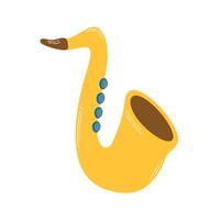 saxofón, instrumento musical, aislado, icono vector