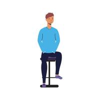 avatar man cartoon on chair vector design