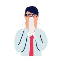 businessman sick with flu character vector