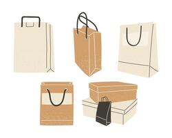 shopping bags and boxes icon set vector design