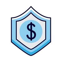dollar symbol in shield vector