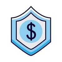 símbolo de dólar en escudo vector