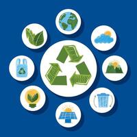 Recycle symbol with icons vector