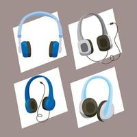 four headphones devices icons vector